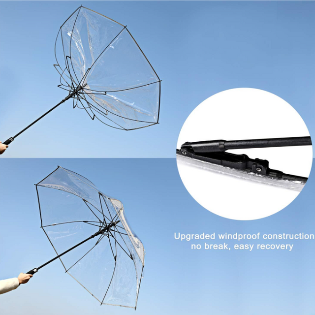 Clear Golf Umbrella Transparent Auto Open Large Stick Umbrella Oversized Windproof Waterproof with Sleeve for Women Men