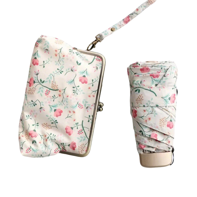  Mini Umbrella With Case Small Compact UV Sun Protection Sun Pocket Umbrella