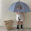 Korean Style Vintage Plaid Kids Umbrella - Cute Toddler Rain Gear for Photoshoots, Aesthetic & Safe