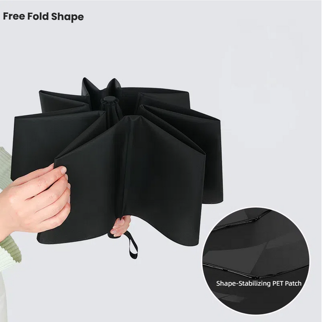  Automatic Compact Umbrella 8 Ribs - UV Block Sun Shield & Waterproof with PET Quick-Fold Patch