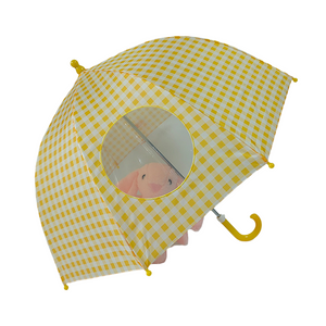 Korean Style Vintage Plaid Kids Umbrella - Cute Toddler Rain Gear for Photoshoots, Aesthetic & Safe