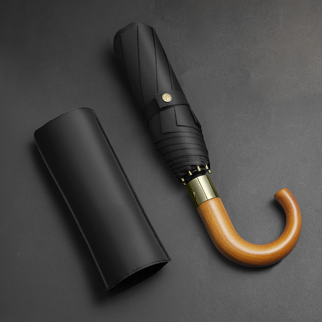 Elegant Classic Umbrella with Wooden Handle Windproof &Automatic