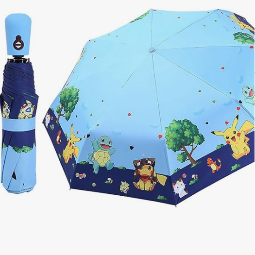 Kids' Reflective Safety Umbrella - Cartoon Compact Folding Design with UV Protection for Sun And Rain 