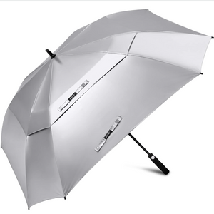 Titanium Silver PU Coated Windproof Golf Umbrella - 62