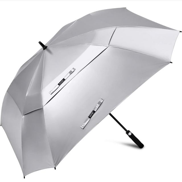 Titanium Silver PU Coated Windproof Golf Umbrella - 62