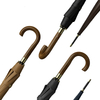 Auto Open Umbrella Classic Wooden J Stick Handle with Easy Grip - Windproof, Rainproof 