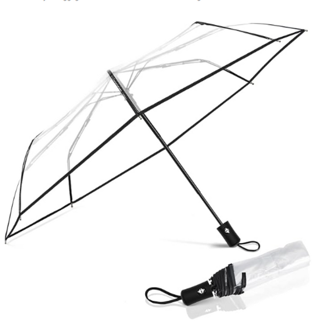  Clear Travel Umbrella Windproof, Automatic Open and Close Transparent Foldable Compact Umbrella for Rain