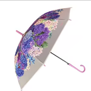 Clear Flower Umbrella Semi-Automatic Opened Transparent Windproof Ladies Elegant Rain Umbrella for Wedding Party